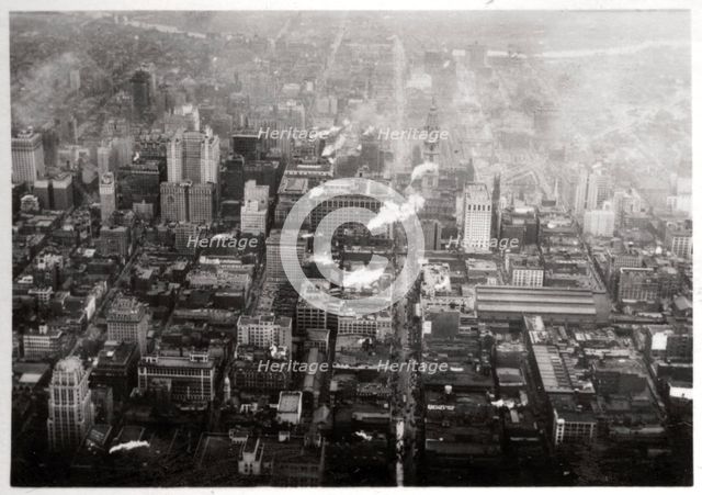 Aerial view of Philadelphia, Pennsylvania, USA, from a Zeppelin, 1928 (1933). Artist: Unknown