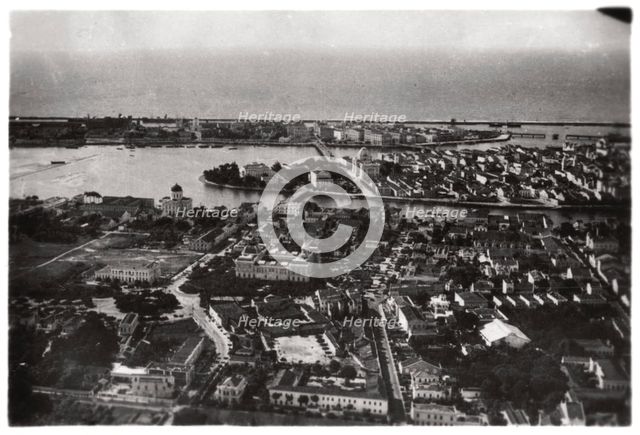 Aerial view of Recife, Brazil, from a Zeppelin, 1930 (1933). Artist: Unknown