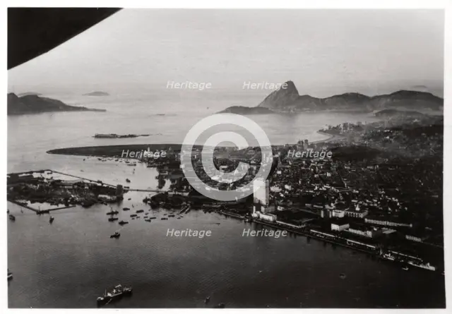 Aerial view of Rio de Janeiro, Brazil, from a Zeppelin, 1930 (1933). Artist: Unknown