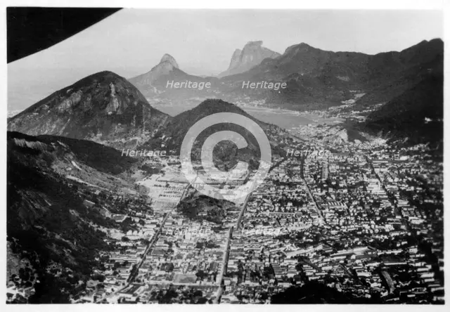 Aerial view of Rio de Janeiro, Brazil, from a Zeppelin, 1930 (1933). Artist: Unknown