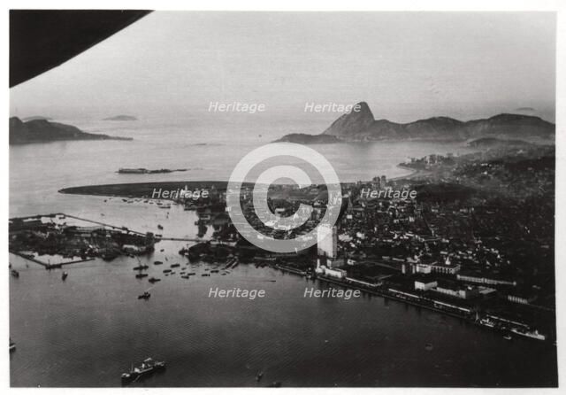 Aerial view of Rio de Janeiro, Brazil, from a Zeppelin, 1930 (1933). Artist: Unknown