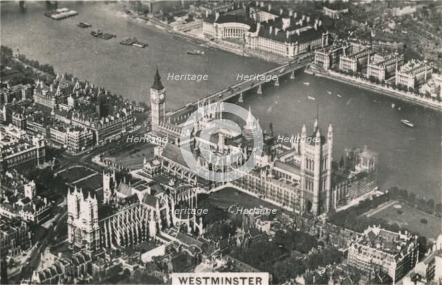 Aerial view of Westminster, 1939. Artist: Unknown