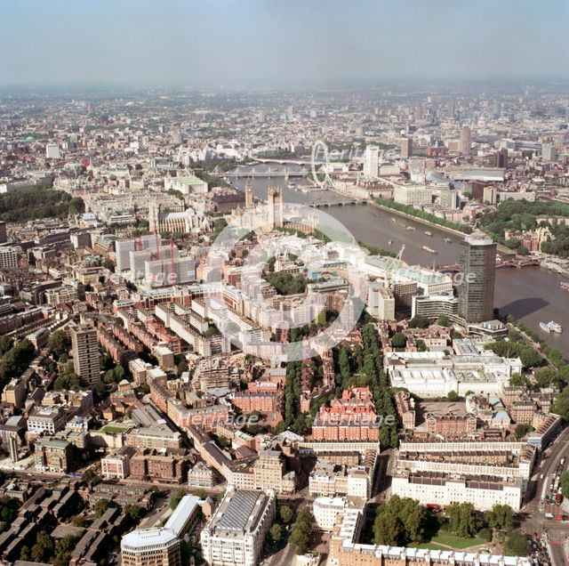 Aerial view of Westminster, London, 2002. Artist: EH/RCHME staff photographer