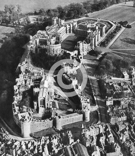Aerial view of Windsor Castle, with St George's Chapel in the foreground, 1935. Artist: Unknown