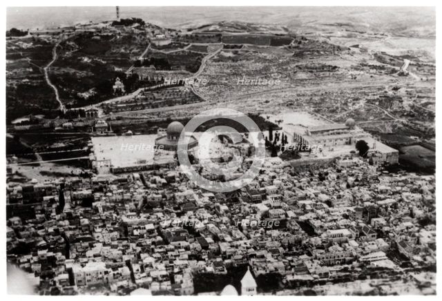 Aerial view of the Mosque of Omar, Jerusalem, Palestine, from a Zeppelin, 1931 (1933). Artist: Unknown