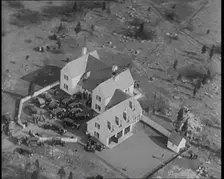 Aerial View of the American Aviator Charles Augustus Lindbergh's House During a Kidnapping..., 1930s Creator: British Pathe Ltd