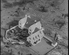 Aerial View of the American Aviator Charles Augustus Lindbergh's House During a Kidnapping..., 1930s Creator: British Pathe Ltd