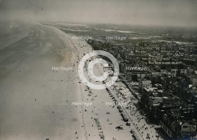 Aerial view of the beaches of Dunkirk during the 10th anniversary ceremonies, June 1950. Artist: Unknown