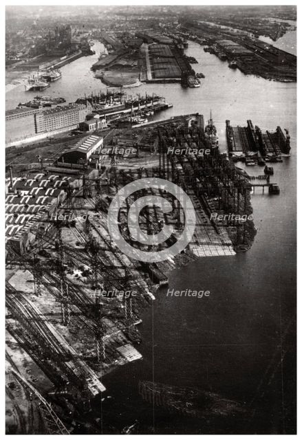 Aerial view of the Bremer Vulkan shipyard, Bremen, Germany, from a Zeppelin, c1931 (1933). Artist: Unknown