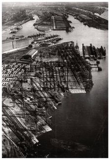 Aerial view of the Bremer Vulkan shipyard, Bremen, Germany, from a Zeppelin, c1931 (1933)
