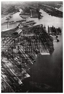 Aerial view of the Bremer Vulkan shipyard, Bremen, Germany, from a Zeppelin, c1931 (1933)
