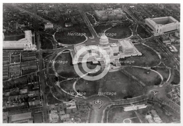 Aerial view of the Capitol, Washington DC, USA, from a Zeppelin, 1928 (1933). Artist: Unknown