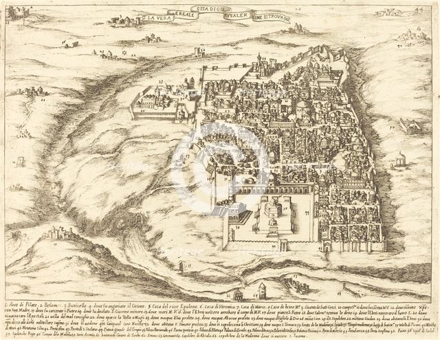 Aerial View of the City of Jerusalem, 1619. Creator: Jacques Callot.