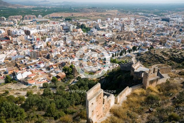 Aerial view of the city, Sagunto, Spain, 2007. Creator: Samuel Magal.