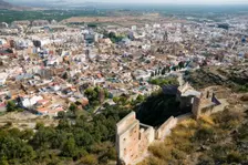 Aerial view of the city, Sagunto, Spain, 2007. Creator: Samuel Magal