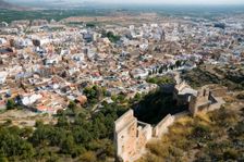 Aerial view of the city, Sagunto, Spain, 2007. Creator: Samuel Magal