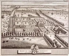 Aerial view of the estate belonging to Baumes House, Hoxton, London, c1600. Artist: Anon