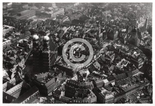Aerial view of the Frauenkirche, Munich, Germany, from a Zeppelin, c1931 (1933). Artist: Unknown