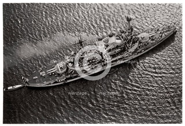 Aerial view of the German battleship SMS 'Schlesien', from a Zeppelin, c1931 (1933). Artist: Unknown