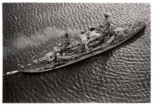 Aerial view of the German battleship SMS Schlesien from a Zeppelin, c1931 (1933)