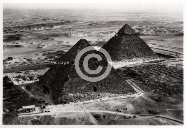 Aerial view of the Pyramids of Giza, Egypt, from a Zeppelin, 1931 (1933). Artist: Unknown