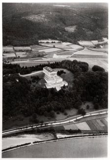 Aerial view of the Walhalla Temple, near Regensburg, Germany, from a Zeppelin, c1931 (1933)