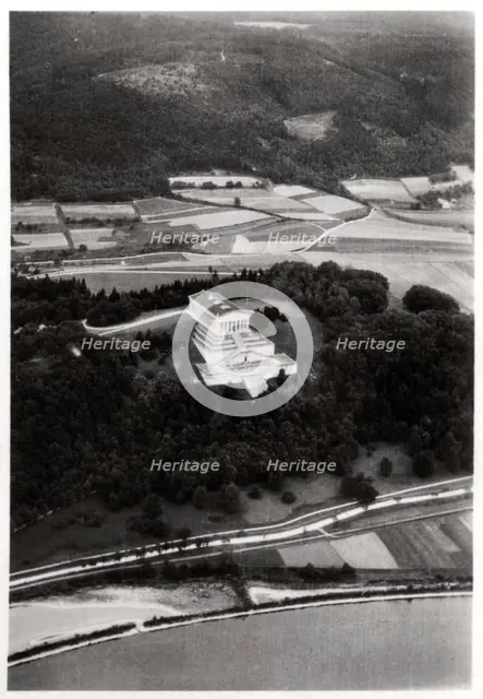 Aerial view of the Walhalla Temple, near Regensburg, Germany, from a Zeppelin, c1931 (1933). Artist: Unknown