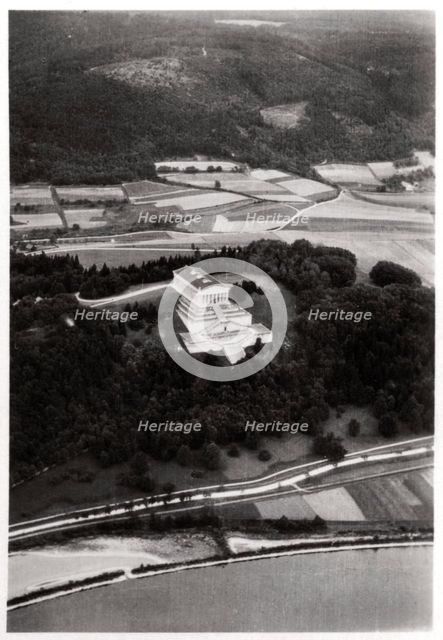 Aerial view of the Walhalla Temple, near Regensburg, Germany, from a Zeppelin, c1931 (1933). Artist: Unknown