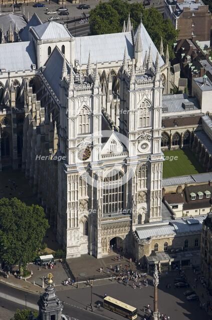 Aerial view of the west elevation of Westminster Abbey, London, 2006. Artist: Historic England Staff Photographer.