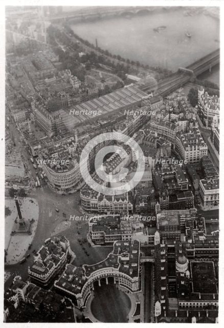 Aerial view of Trafalgar Square, London, from a Zeppelin, 1931 (1933). Artist: Unknown