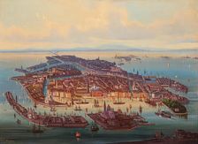 Aerial view of Venice, 1867. Creator: Rieger, Alberto (1834-1904)