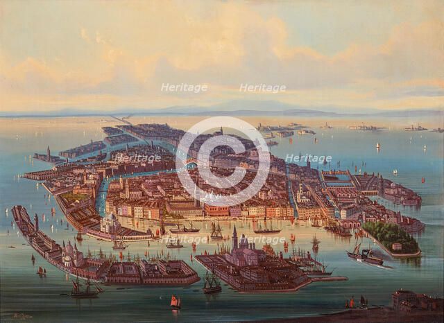 Aerial view of Venice, 1867. Creator: Rieger, Alberto (1834-1904).