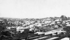 Aerial views looking over Ipswich, Queensland taken from the Wintergarden Theatre, 1928. Creator: Jack Bain