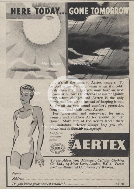 Aertex clothing, 1939. Artist: Unknown