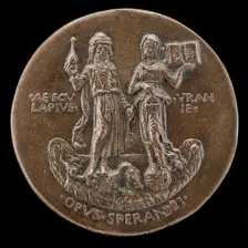 Aesculapius, Standing on a Dragon, and Urania on a Globe [reverse], c. 1472. Creator: Sperandio Savelli