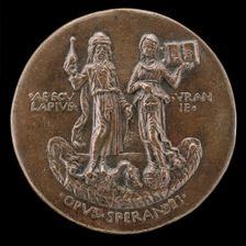 Aesculapius, Standing on a Dragon, and Urania on a Globe [reverse], c. 1472. Creator: Sperandio Savelli