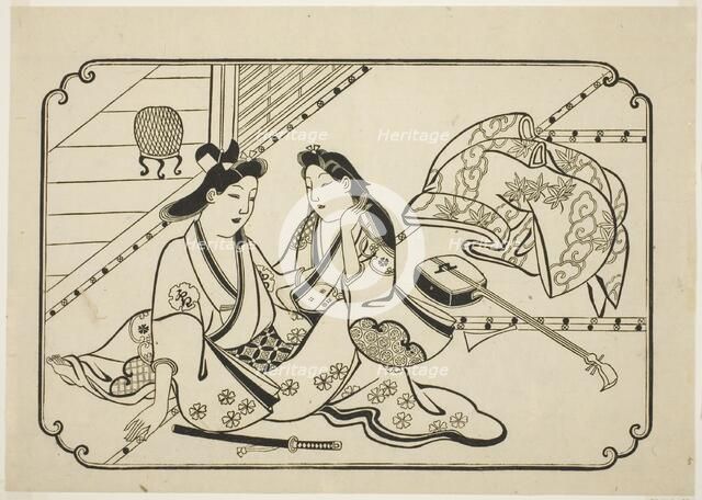 After a little music, from an untitled series of 12 erotic prints, c. 1673/81. Creator: Hishikawa Moronobu.