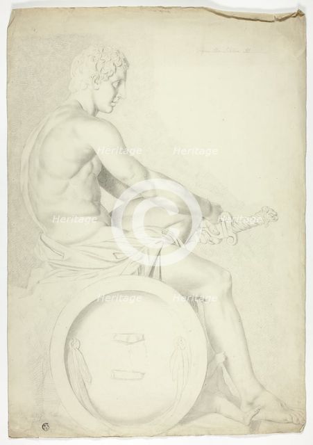 After Antique Sculpture of Seated Figure with Sword, 1774. Creator: John Downman.