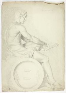 After Antique Sculpture of Seated Figure with Sword, 1774. Creator: John Downman
