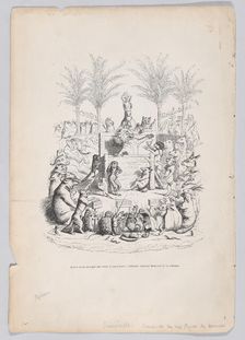 After accepting a glass of sweet water, the illustrious orator descends from the pl..., ca. 1837-47. Creator: Jean Ignace Isidore Gerard