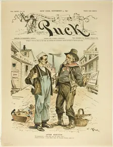 After Election, from Puck, published November 5, 1890. Creator: Joseph Keppler