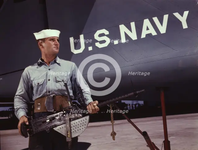 After seven years in the Navy, J.D. Estes is con...Naval Air Base, Corpus Christi, Texas, 1942. Creator: Howard Hollem.