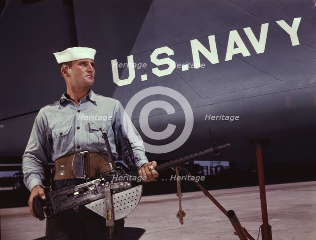 After seven years in the Navy, J.D. Estes is con...Naval Air Base, Corpus Christi, Texas, 1942. Creator: Howard Hollem.