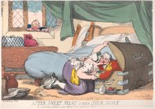 After Sweet Meat Comes Sour Sauce, or Corporal Casey Got into the Wrong Box, ..., November 30, 1810. Creator: Thomas Rowlandson