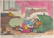 After Sweet Meat Comes Sour Sauce, or Corporal Casey Got into the Wrong Box, ..., November 30, 1810. Creator: Thomas Rowlandson