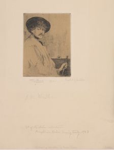 After Whistler's Arrangement in Grey: Portrait of the Painter, 1874. Creator: Percy Thomas