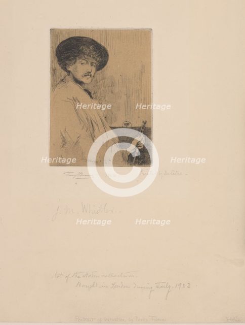 After Whistler's Arrangement in Grey: Portrait of the Painter, 1874. Creator: Percy Thomas.
