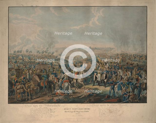 After the Battle of the Nations: Prince Schwarzenberg bringing news of victory on October 18, 1813. Artist: Rugendas, Johann Lorenz, the Younger (1775-1826)