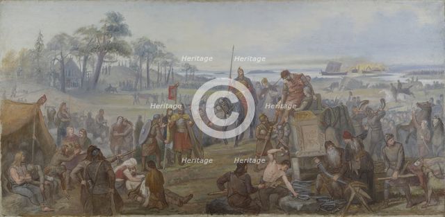 After the Battle of Fyrisvall. Proposed Decoration of the Walls in the Upper Hall , c19th century. Creator: Marten Eskil Winge.