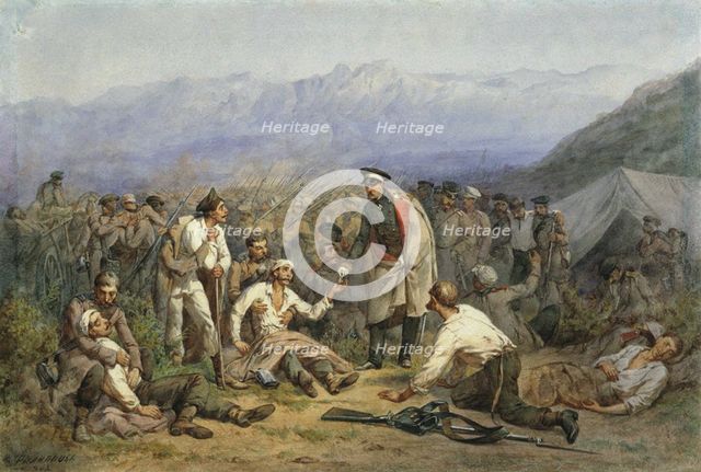 After the battle. Scene from the Crimean war, 1862.